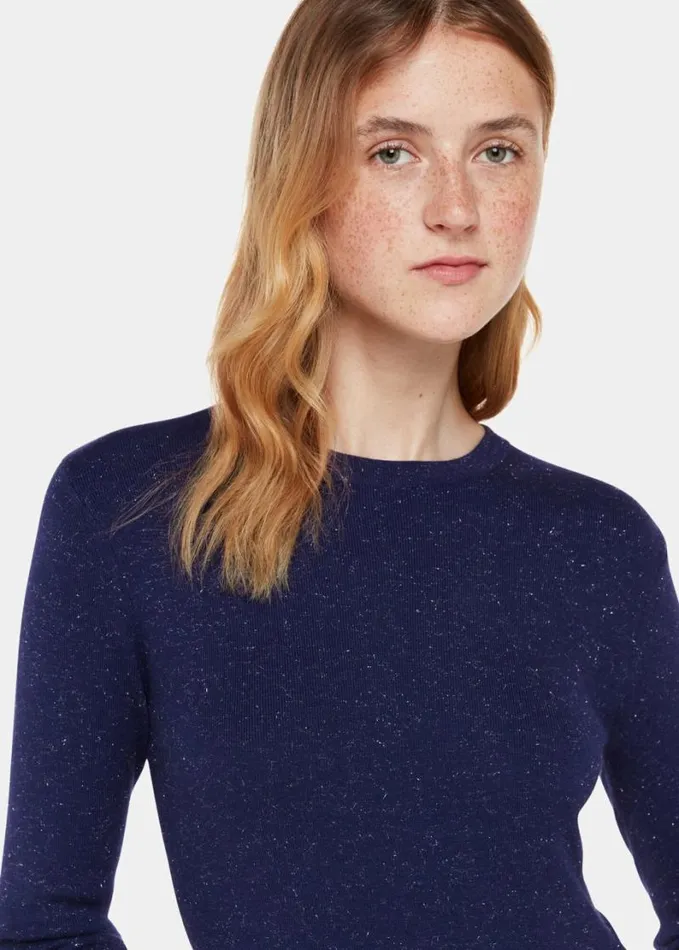 Whistles Annie Sparkle Knit Dress Navy Women Dresses