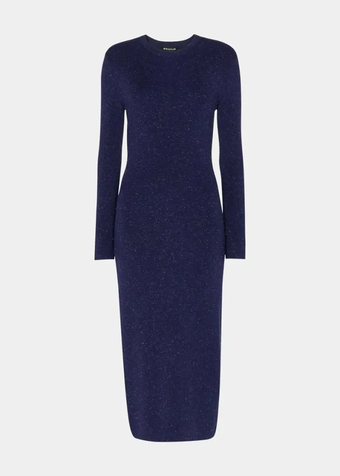 Whistles Annie Sparkle Knit Dress Navy Women Dresses