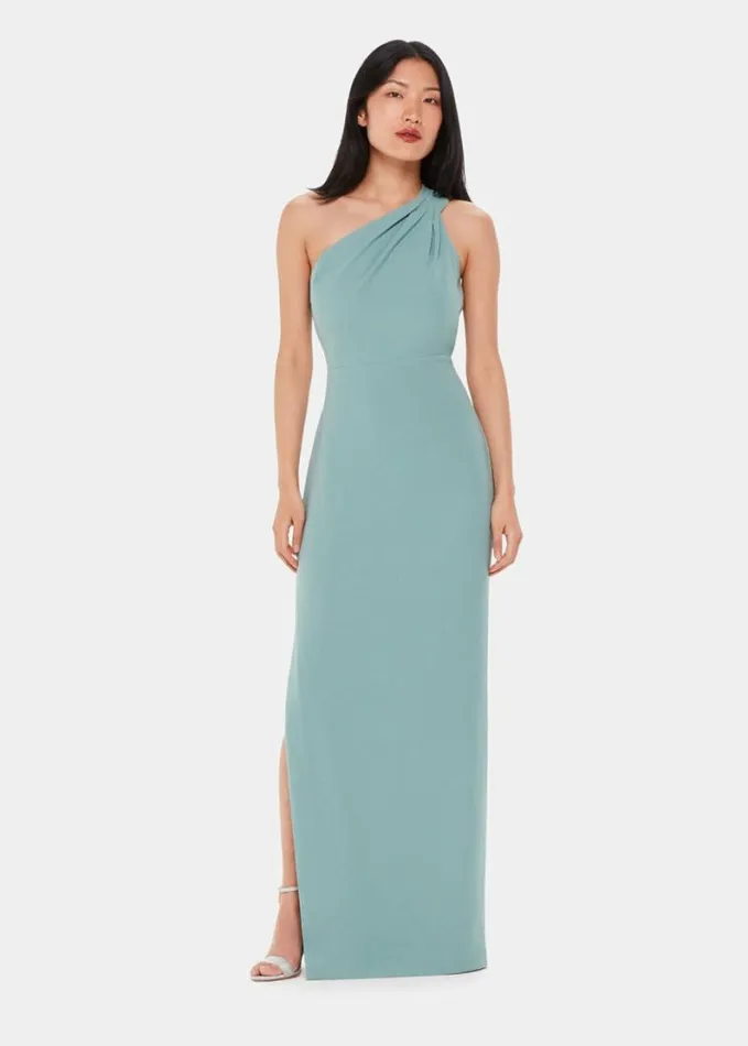 Whistles Bethan One Shoulder Maxi Dress Sage Green Women Dresses