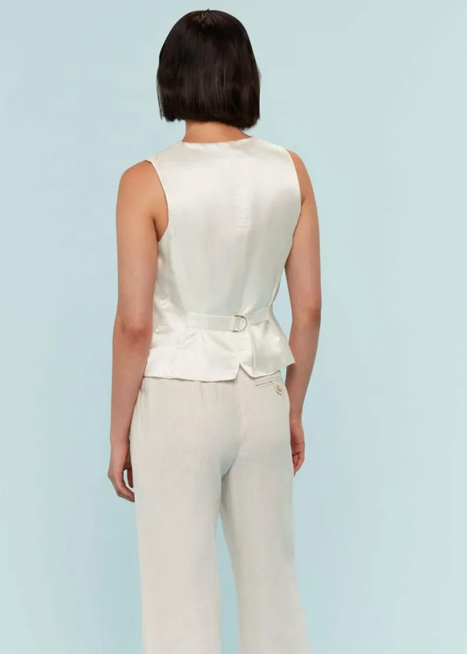 Whistles Bina Linen Waistcoat Neutral Women Tops