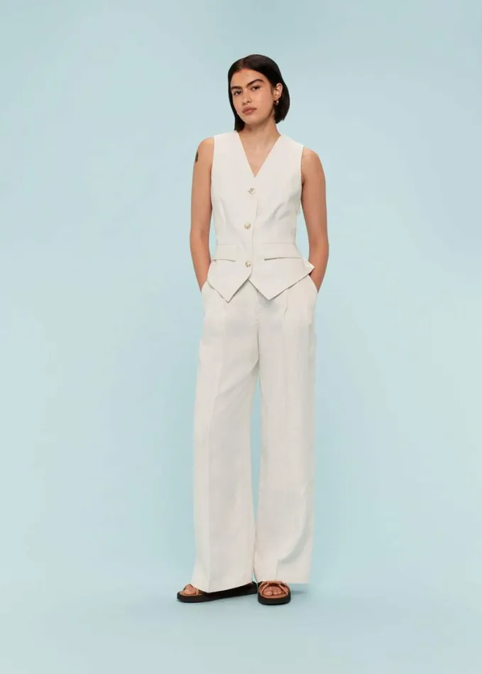 Whistles Bina Linen Waistcoat Neutral Women Tops