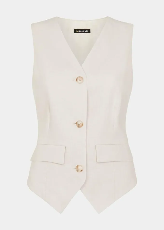 Whistles Bina Linen Waistcoat Neutral Women Tops