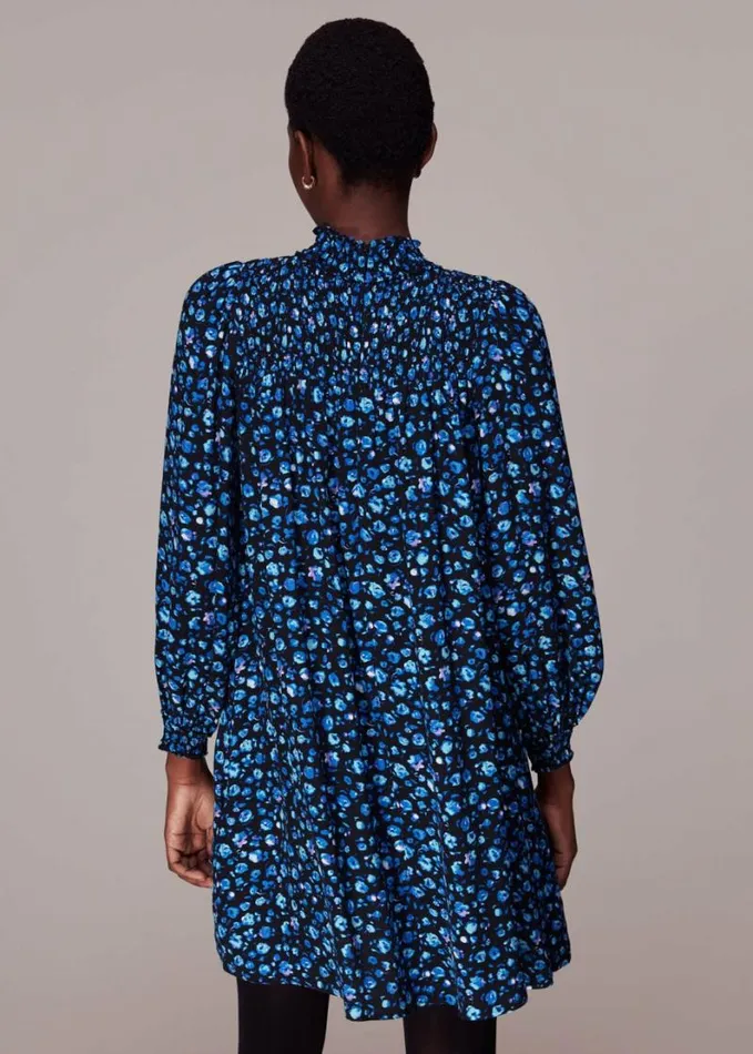 Whistles Blurred Floral Trapeze Dress Bluemulti Women Dresses