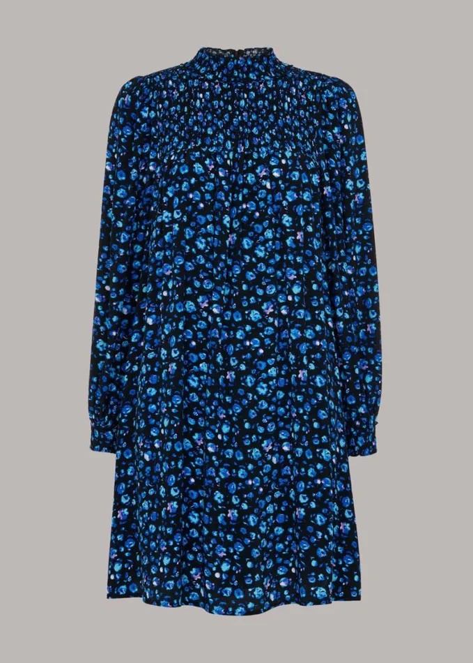 Whistles Blurred Floral Trapeze Dress Bluemulti Women Dresses