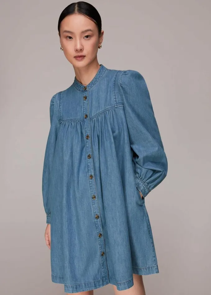 Whistles Chambray Denim Trapeze Dress Denim Women Dresses