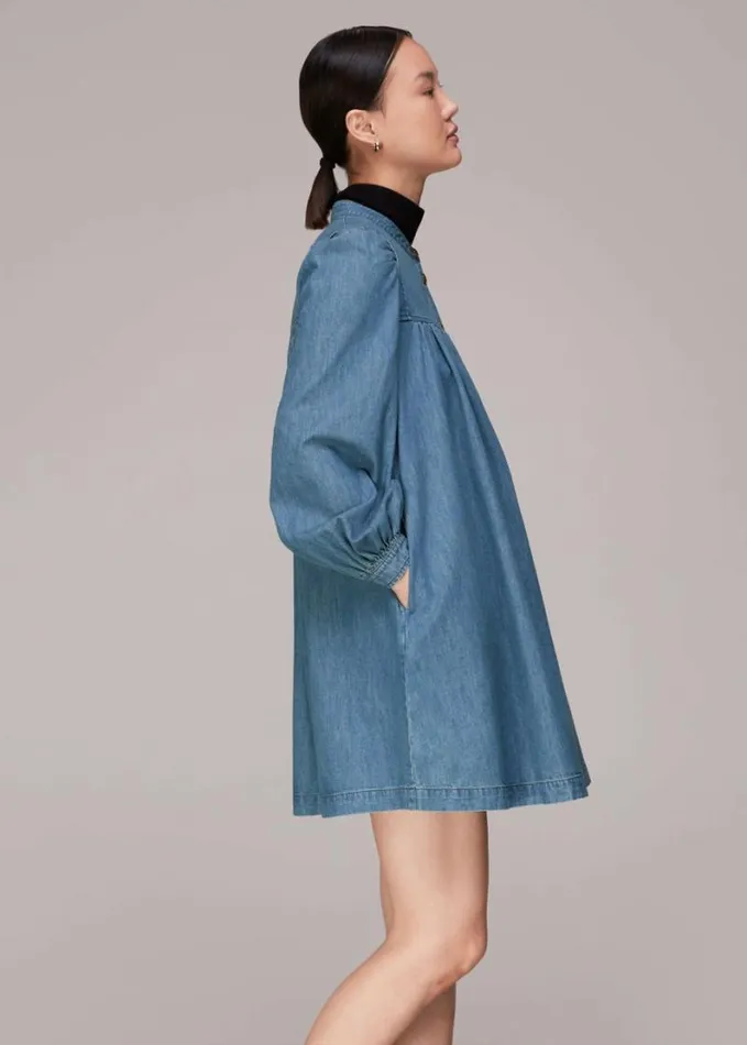 Whistles Chambray Denim Trapeze Dress Denim Women Dresses