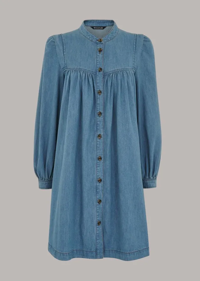 Whistles Chambray Denim Trapeze Dress Denim Women Dresses