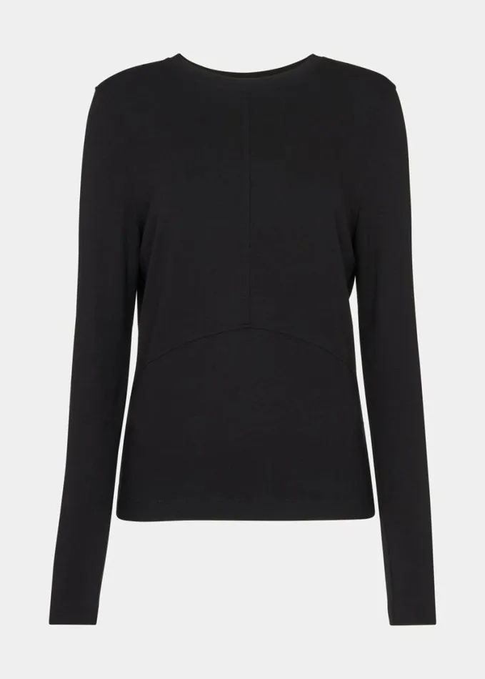 Whistles Curve Seam Detail Top Black Women Tops