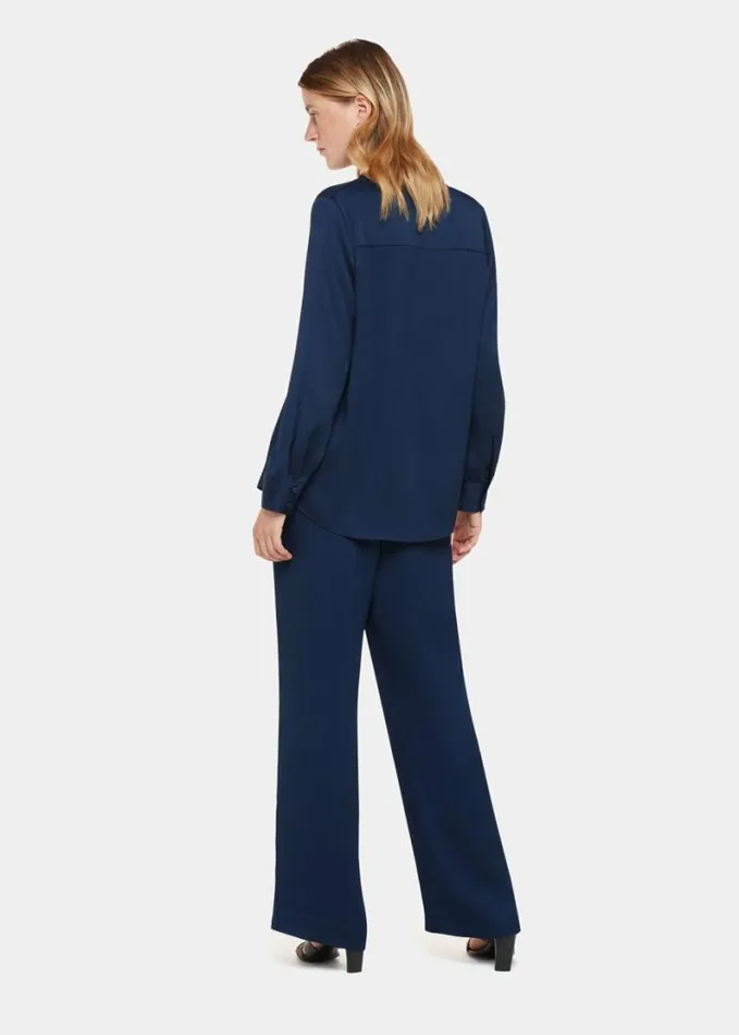 Whistles Ellis Satin Trouser Navy Women Pants