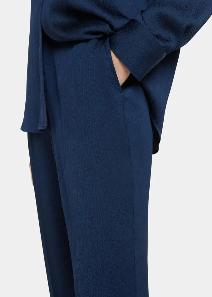 Whistles Ellis Satin Trouser Navy Women Pants