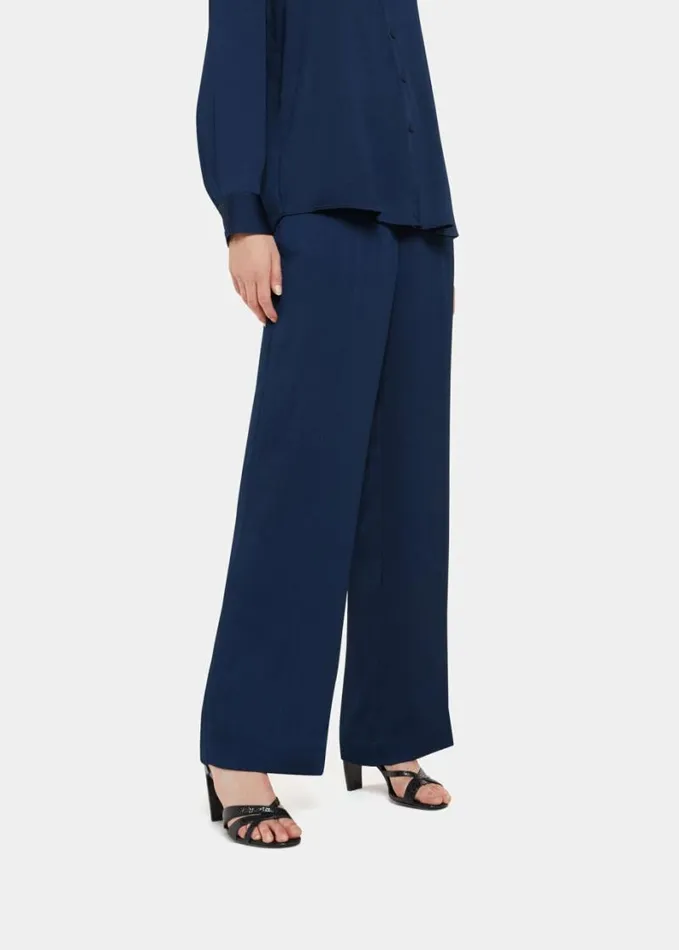 Whistles Ellis Satin Trouser Navy Women Pants