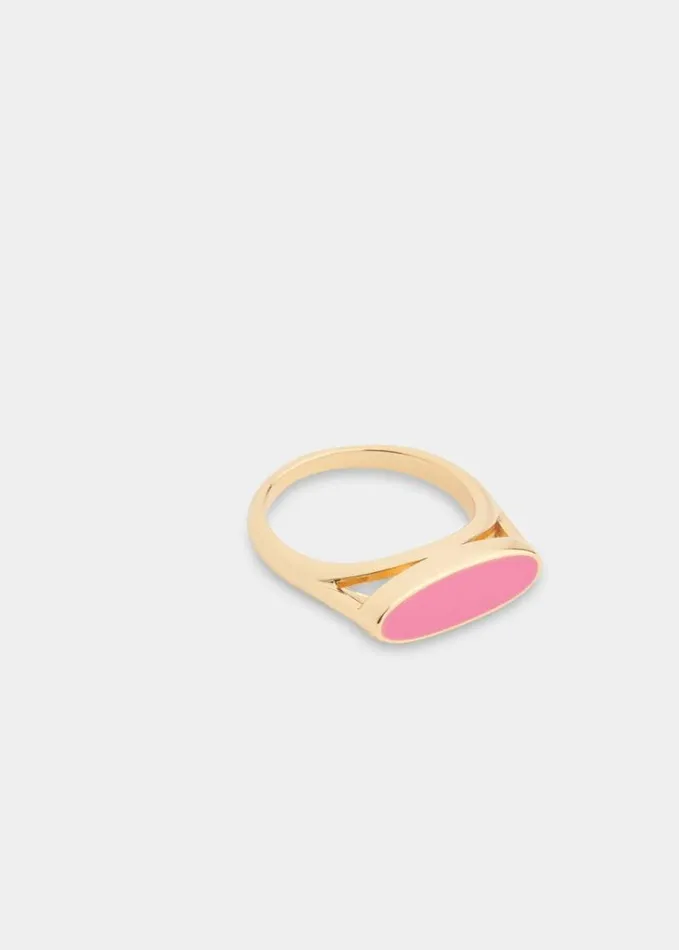 Whistles Enamel Signet Ring Pink Women Jewelry