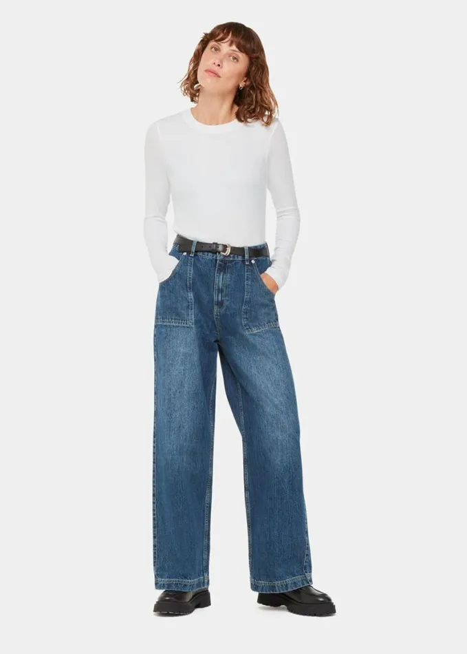 Whistles Essential Ribbed Crew White Women Tops