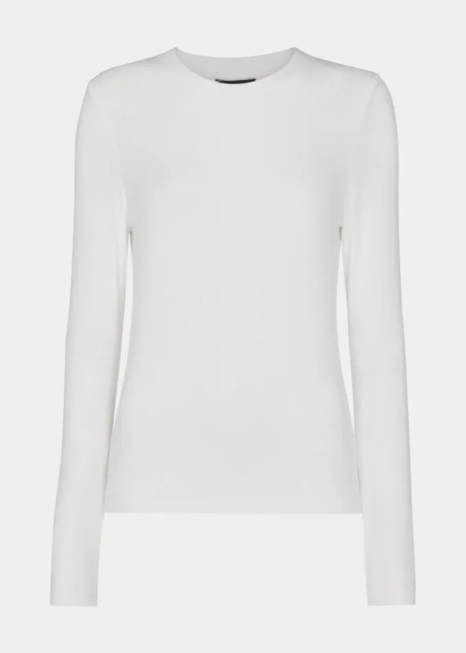 Whistles Essential Ribbed Crew White Women Tops