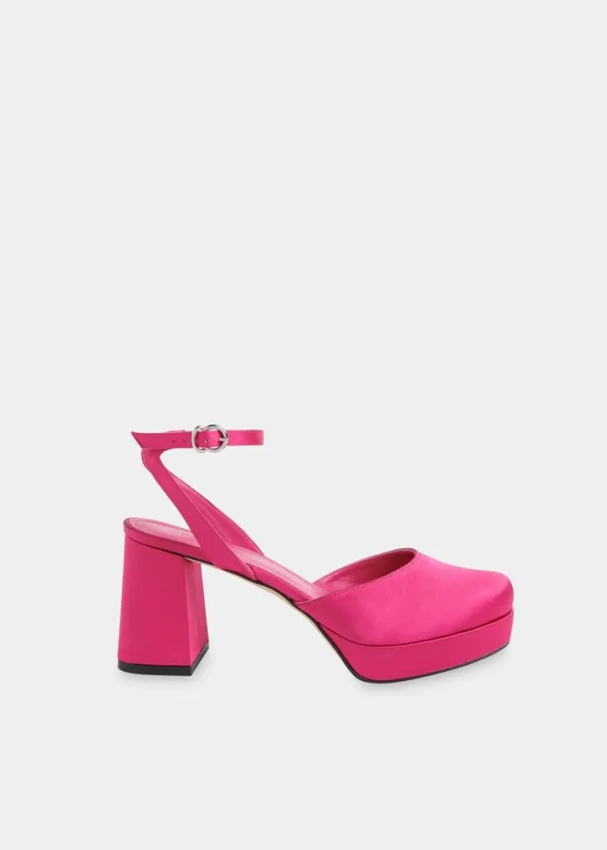 Whistles Estella Satin Platform Shoe Pink Women Heels