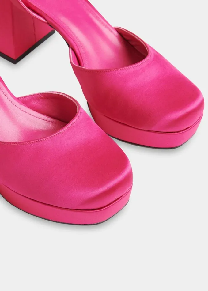 Whistles Estella Satin Platform Shoe Pink Women Heels