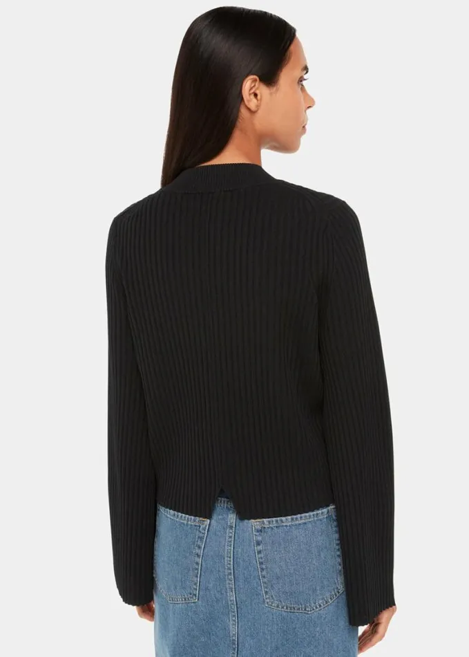 Whistles Fluted Sleeve Tunic Black Women Sweaters and Cashmere