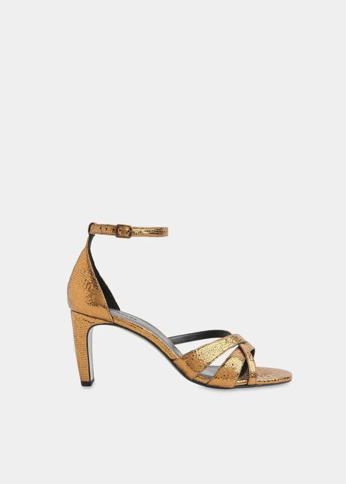 Whistles Hailey Strappy Heeled Sandal Goldmulti Women Wedding Guests