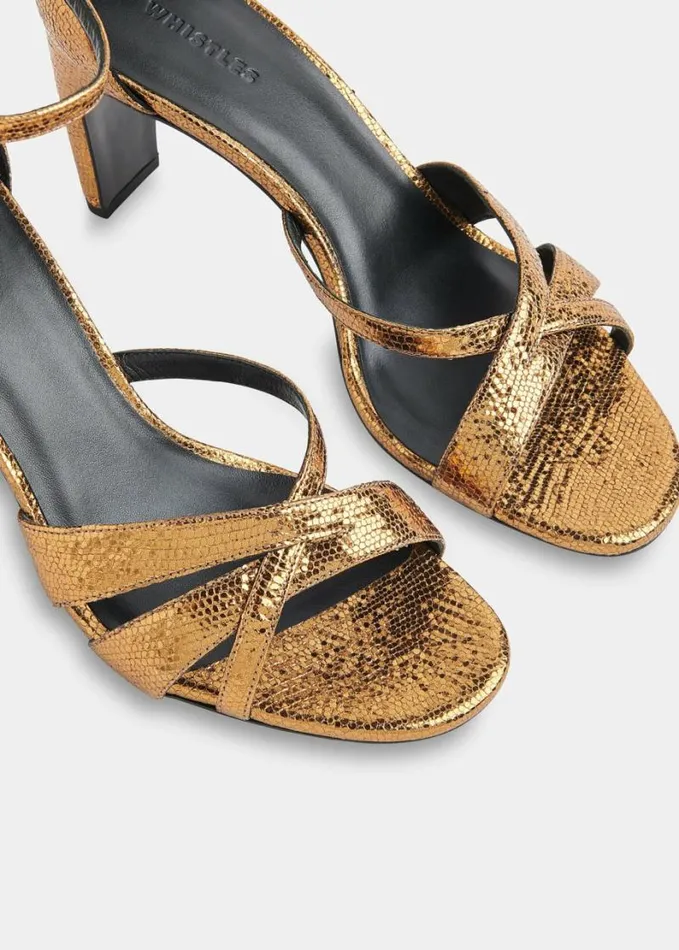 Whistles Hailey Strappy Heeled Sandal Goldmulti Women Wedding Guests
