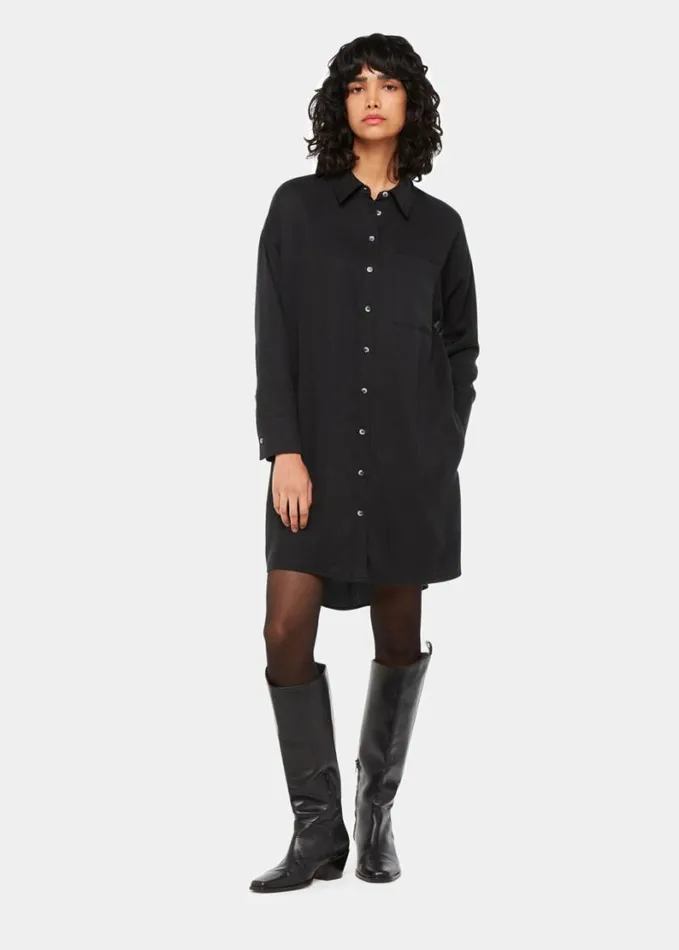 Whistles Helena Relaxed Dress Black Women Dresses
