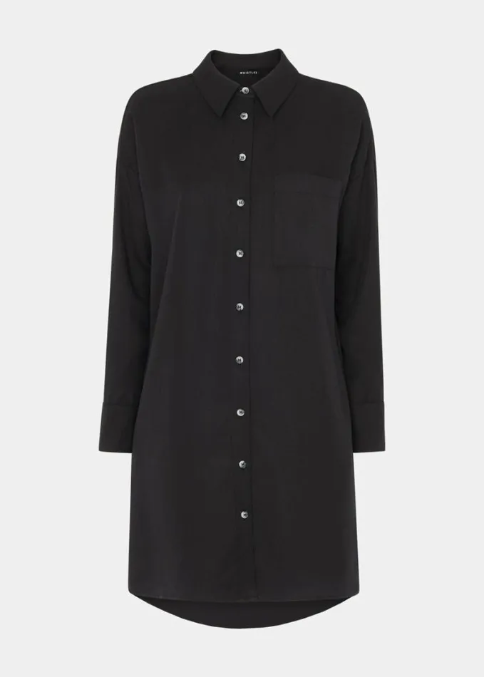 Whistles Helena Relaxed Dress Black Women Dresses