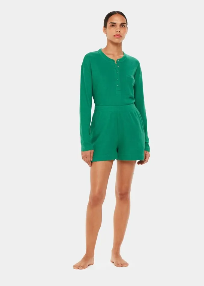 Whistles Henley Waffle Pyjamas Green Women Pajamas