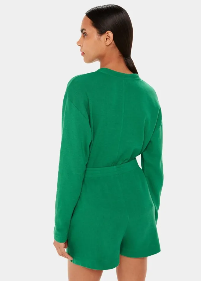 Whistles Henley Waffle Pyjamas Green Women Pajamas