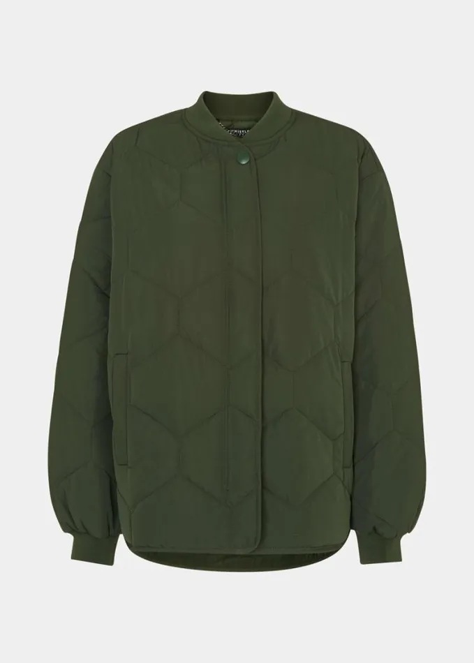 Whistles Ida Short Quilted Coat Khaki Women Coats and Jackets