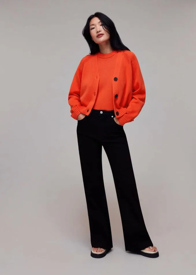 Whistles Indie Rib Detail Tank Red Women Sweaters and Cashmere