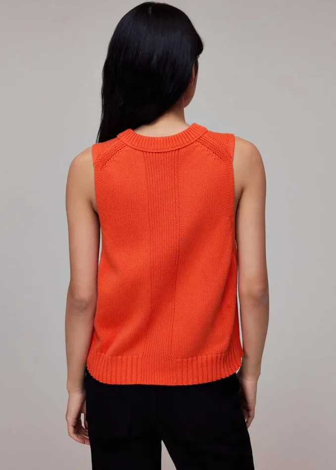 Whistles Indie Rib Detail Tank Red Women Sweaters and Cashmere
