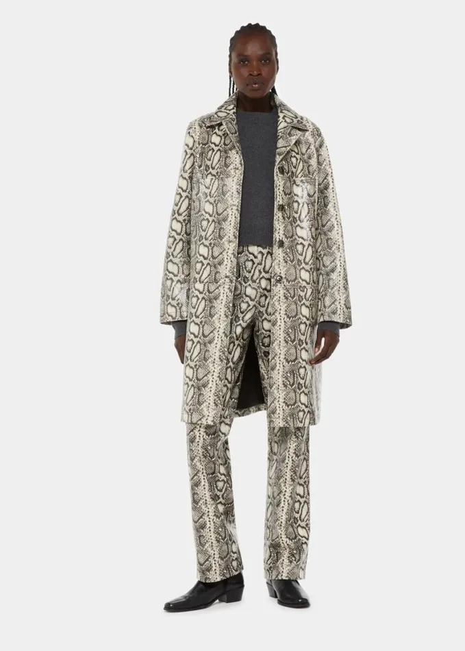 Whistles Iyana Snake Print Leather Coat Multicolour Women Coats and Jackets