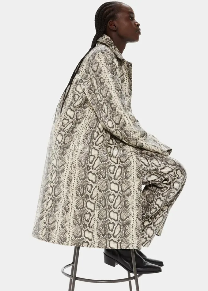 Whistles Iyana Snake Print Leather Coat Multicolour Women Coats and Jackets