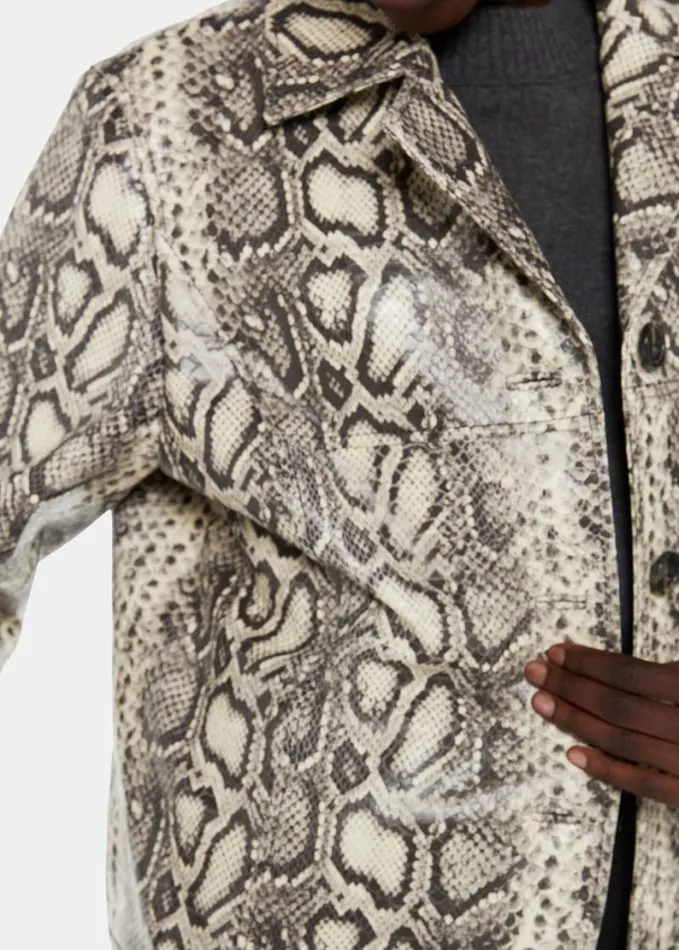 Whistles Iyana Snake Print Leather Coat Multicolour Women Coats and Jackets