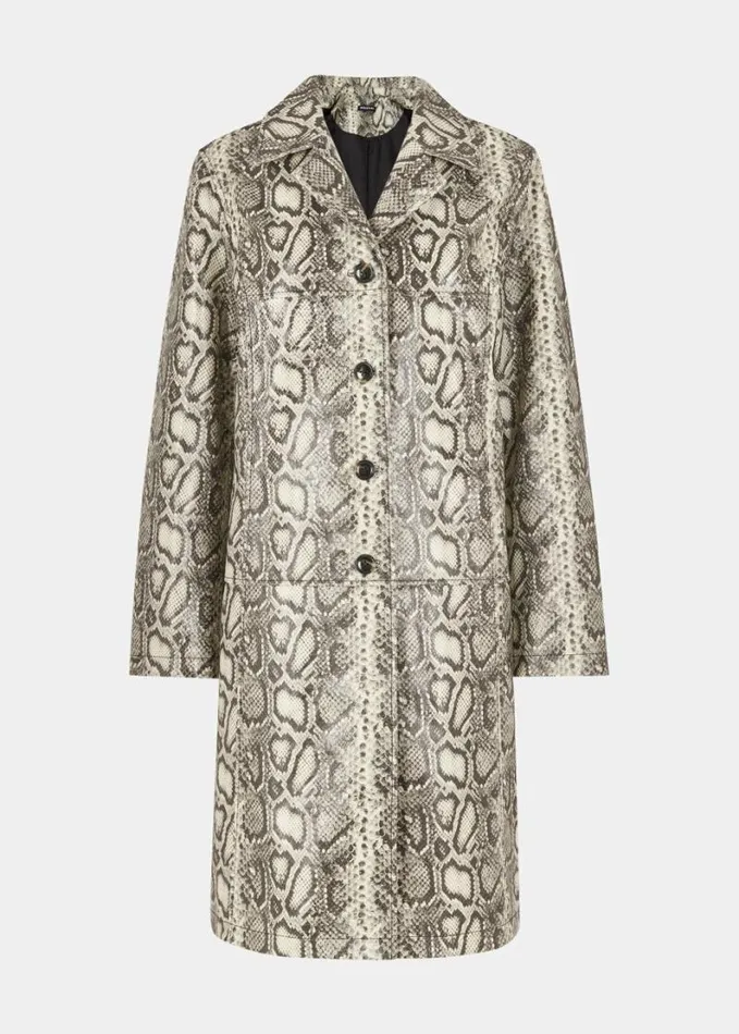 Whistles Iyana Snake Print Leather Coat Multicolour Women Coats and Jackets