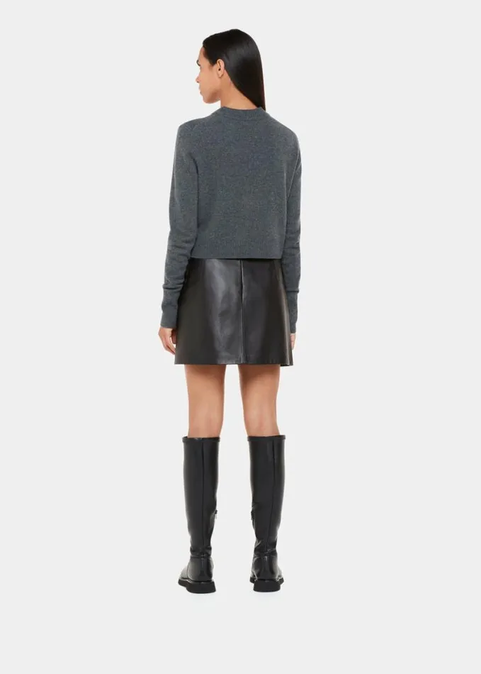 Whistles Leather A Line Skirt Black Women Skirts