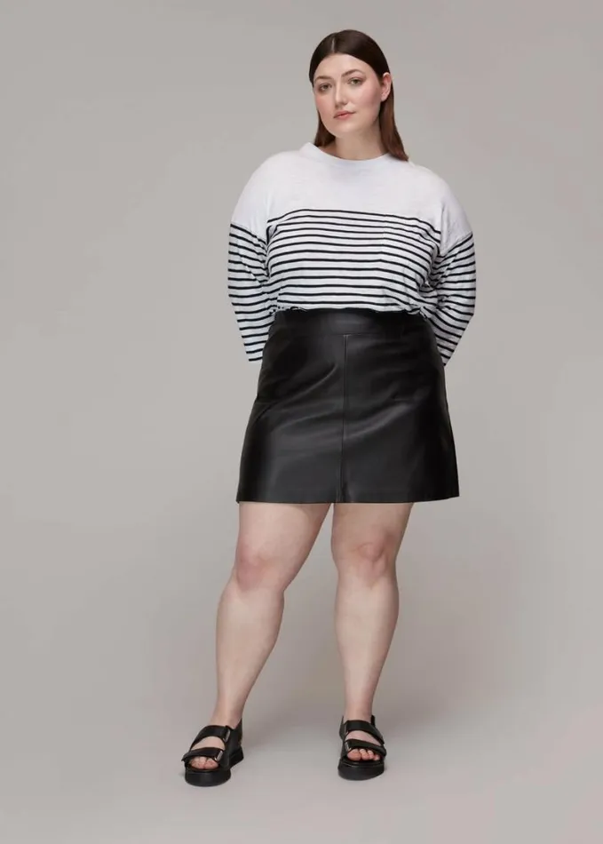 Whistles Leather A Line Skirt Black Women Skirts