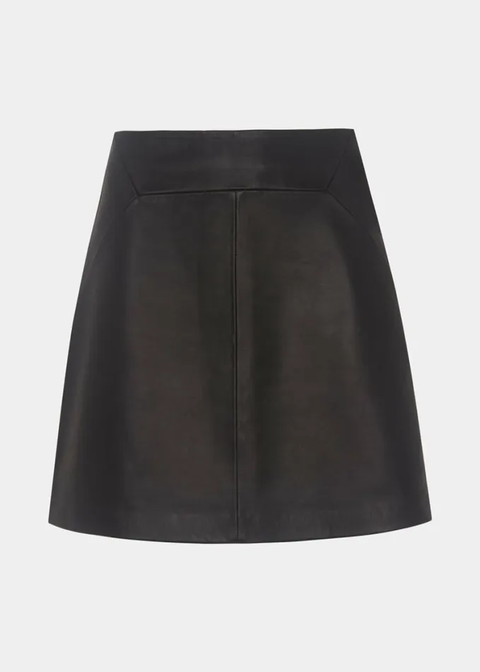 Whistles Leather A Line Skirt Black Women Skirts