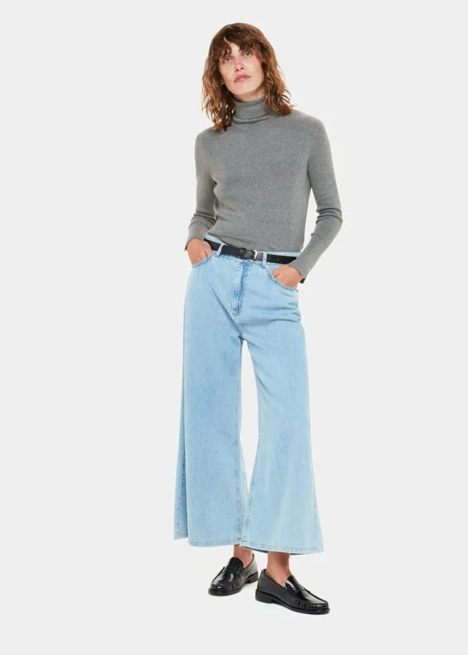 Whistles Maja Knitted Polo Neck Knit Grey Women Sweaters and Cashmere