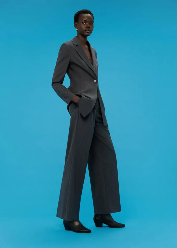 Whistles Mia Elongated Waist Blazer Grey Women Tailoring