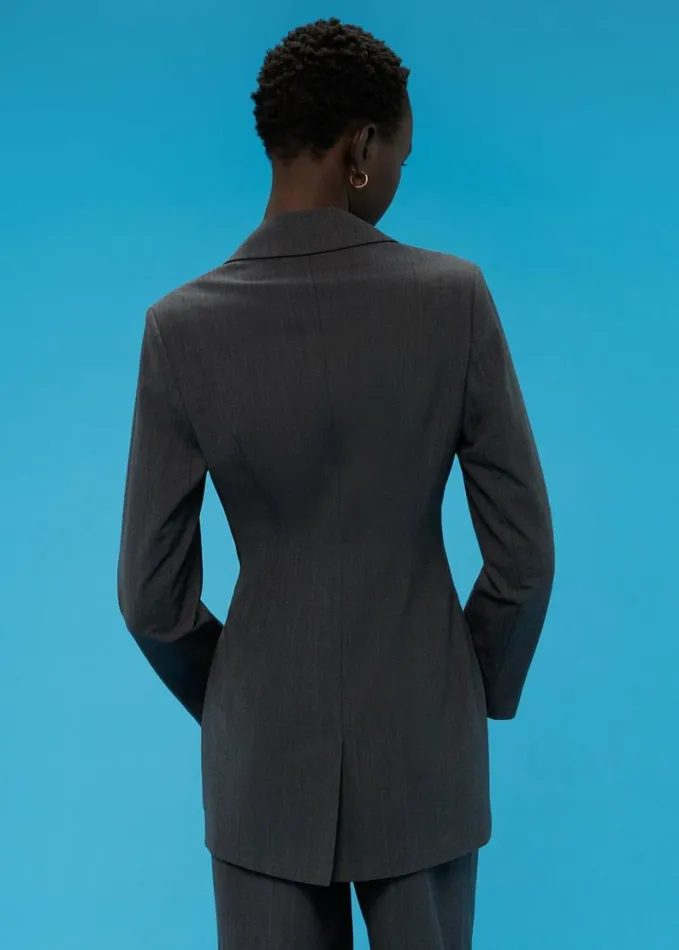 Whistles Mia Elongated Waist Blazer Grey Women Tailoring