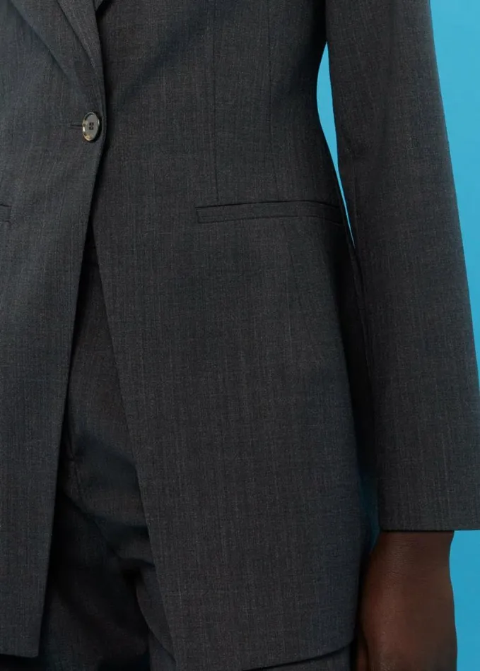 Whistles Mia Elongated Waist Blazer Grey Women Tailoring