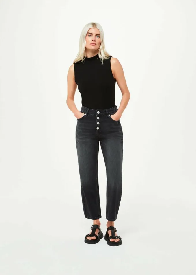 Whistles Petite Authentic Hollie Button Jean Black Women Petite Pants and Jeans