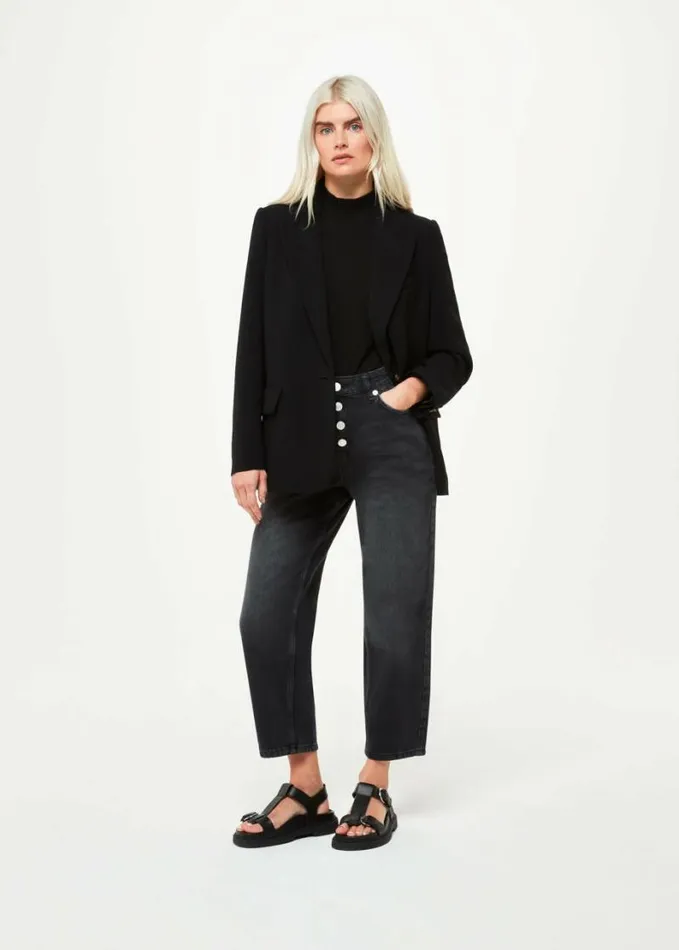 Whistles Petite Authentic Hollie Button Jean Black Women Petite Pants and Jeans Whistles Petite Authentic Hollie Button Jean Black Women Petite Pants and Jeans