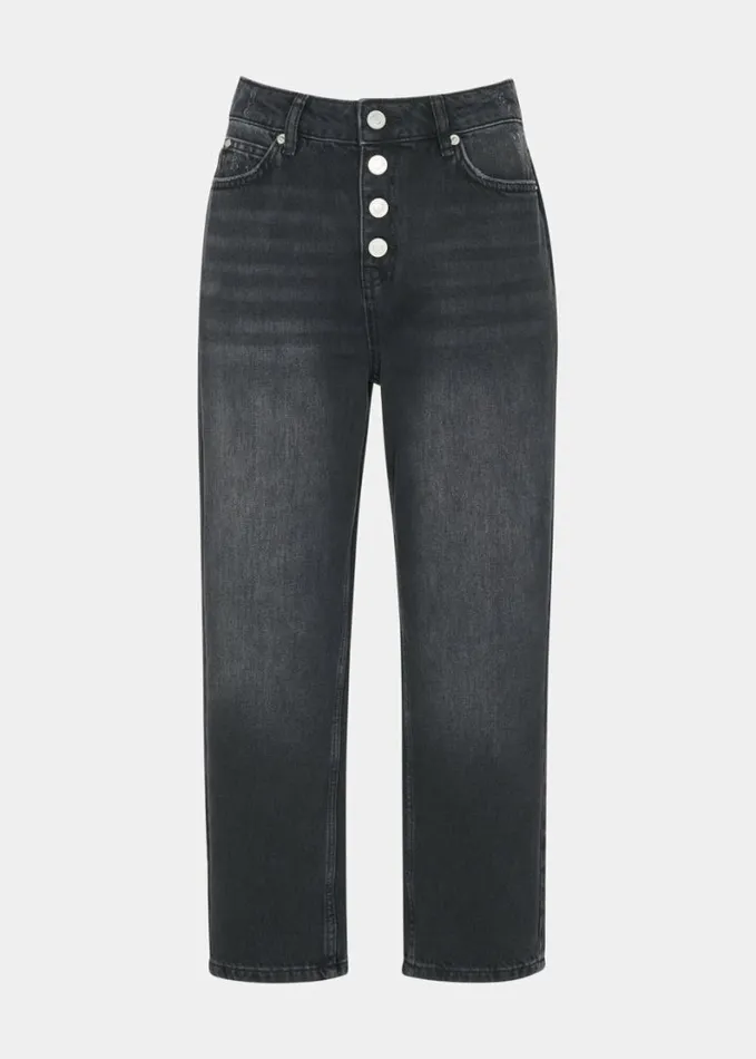 Whistles Petite Authentic Hollie Button Jean Black Women Petite Pants and Jeans Whistles Petite Authentic Hollie Button Jean Black Women Petite Pants and Jeans