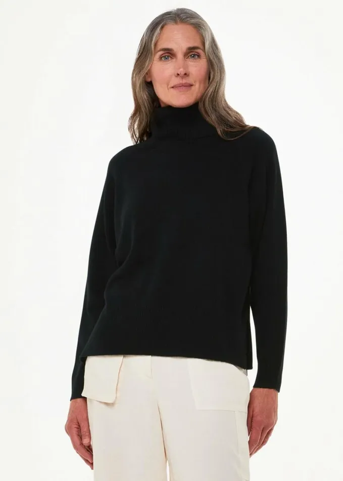 Whistles Petite Cashmere Roll Neck Black Women Petite Sweaters