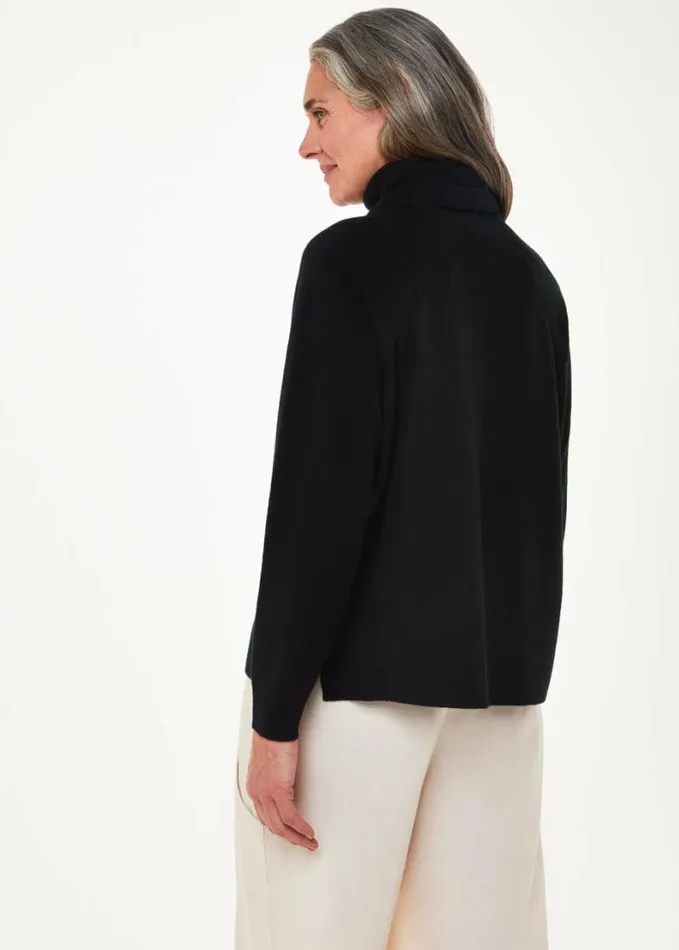Whistles Petite Cashmere Roll Neck Black Women Petite Sweaters