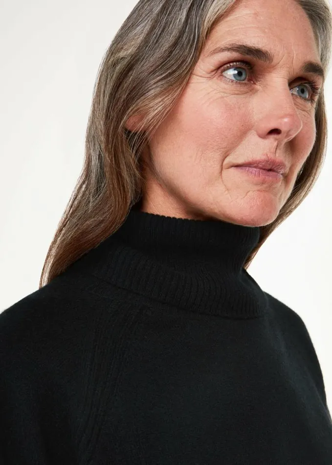 Whistles Petite Cashmere Roll Neck Black Women Petite Sweaters