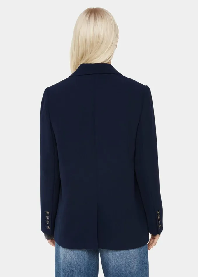 Whistles Petite Crepe Boyfriend Blazer Navy Women Petite Coats and Jackets