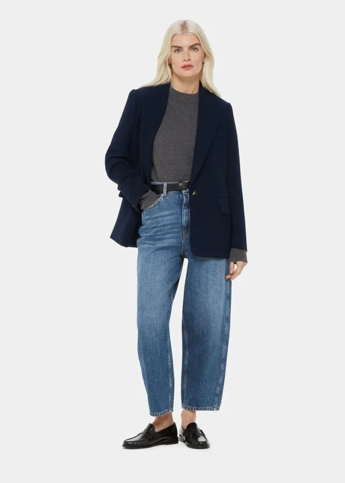 Whistles Petite Crepe Boyfriend Blazer Navy Women Petite Coats and Jackets