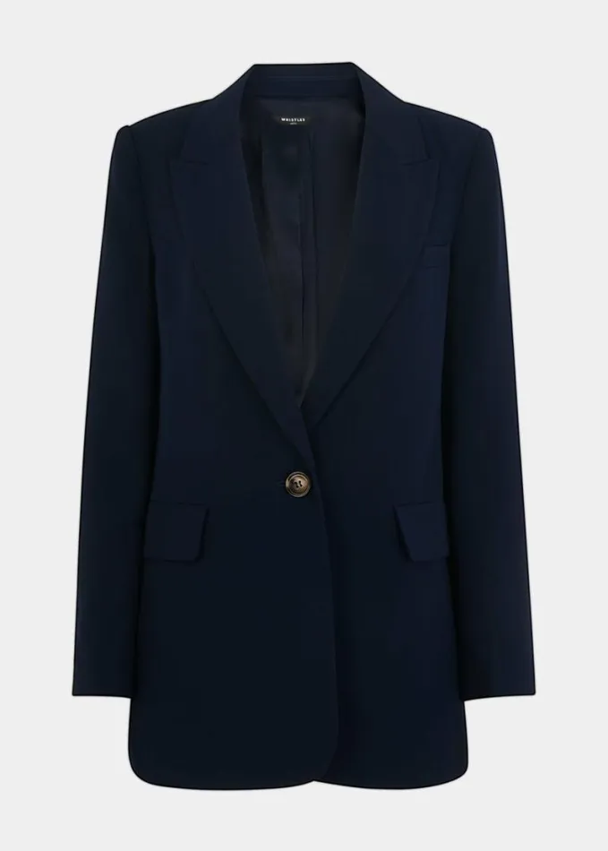 Whistles Petite Crepe Boyfriend Blazer Navy Women Petite Coats and Jackets